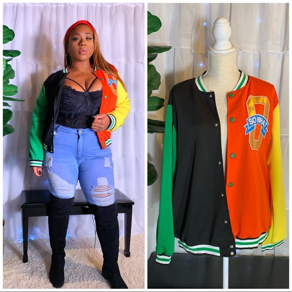 plus size letterman jacket